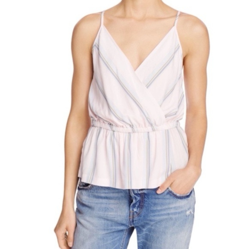 FREE PEOPLE Stripe Sleeveless Top Blouse Shirt in White Pink